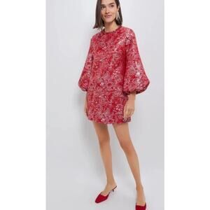 HYACINTH HOUSE Red & Pink Jacquard Janie Mini Dress Size L NWT
